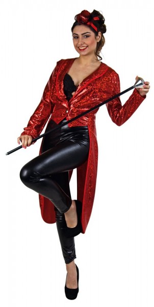 Roter Glitzernder Damen Frack