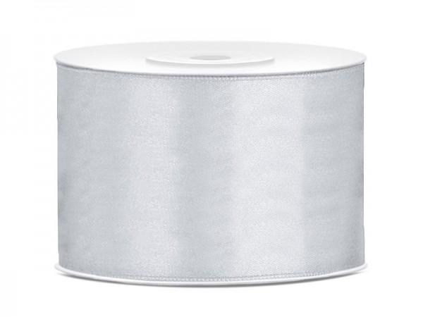 25m Satin Geschenkband silber 5cm breit