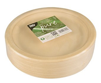 50 Runde Zuckerrohr Teller natur 23cm 2