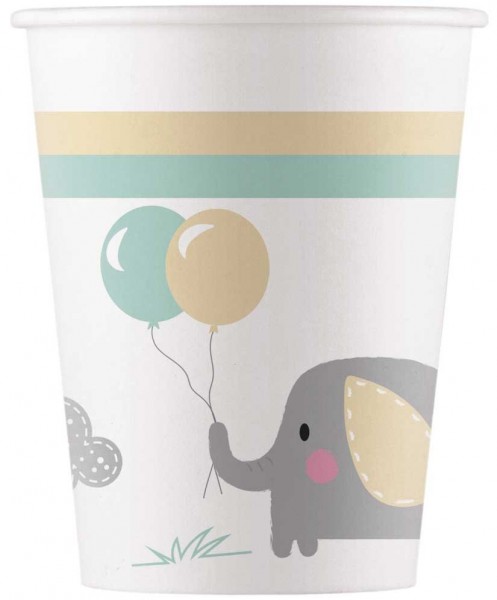 8 Baby Elefant Pappbecher 200ml