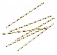 25 Mix & Match Streifen Strohhalme gold 19,5cm