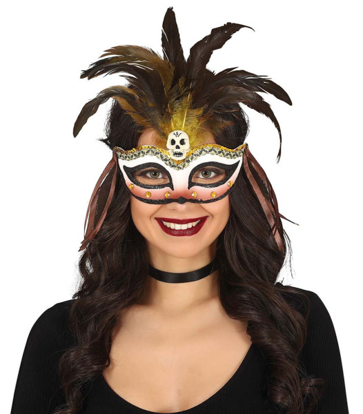 Maskenball Voodoo Maske mit Federn