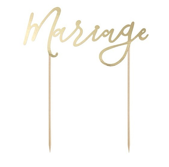 Tortendeko Mariage in Gold 22,5cm 2