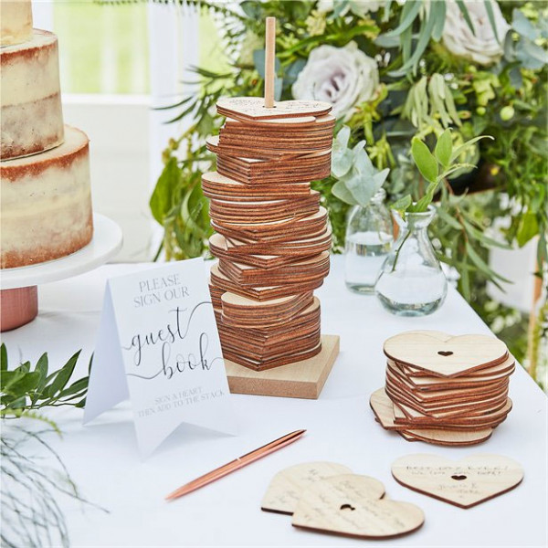 Best Day Holz Herzen Gästebuch 31cm 3