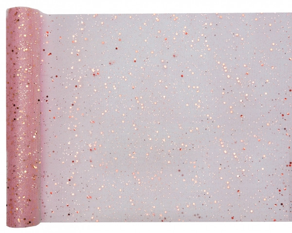 Glitzernder Tüll Stoff Tischläufer roségold 5m x 30cm
