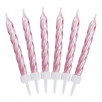 12 Tortenkerzen metallic rosa