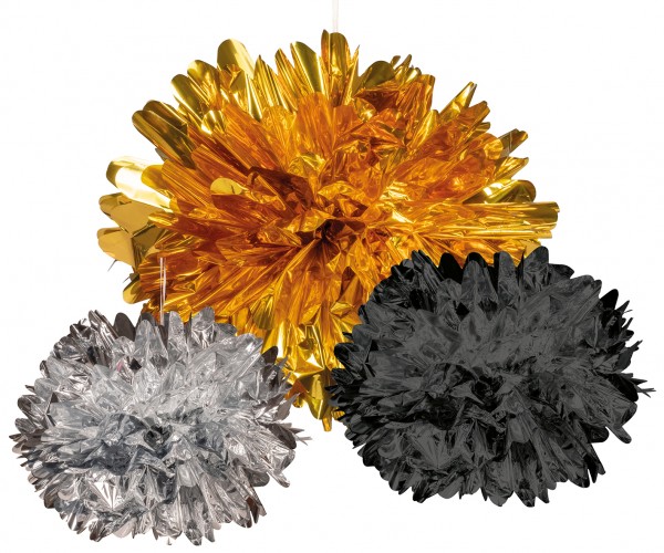 3 Metallic Pompons Elegance