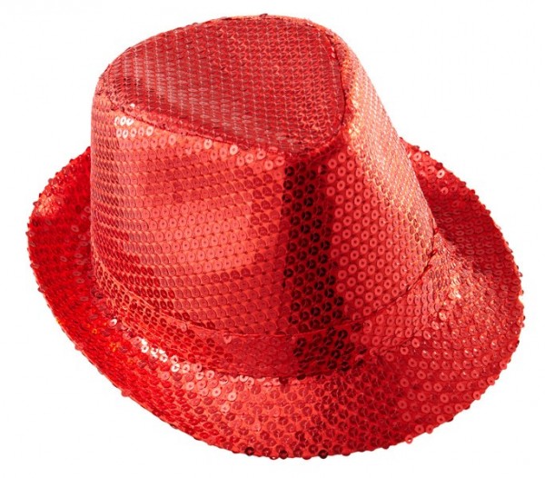 Roter Pailletten Fedora Hut