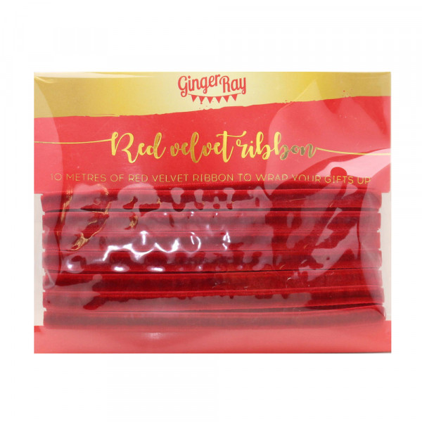 10m Samt Geschenkband rot 3