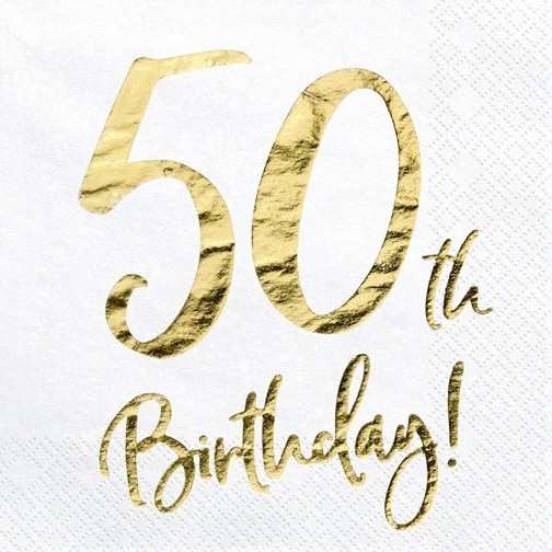 20 Glossy 50th Birthday Servietten 33cm