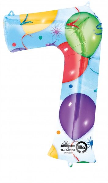 Zahlenballon 7 kunterbunt 88cm