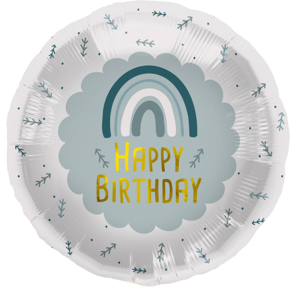 Blauer Happy Birthday Rainbow Ballon 45cm