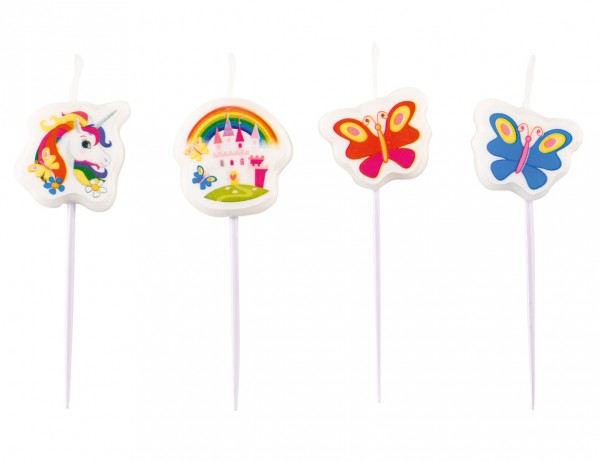 Einhorn Rainbow Sparkle Tortenkerze 4 Stück