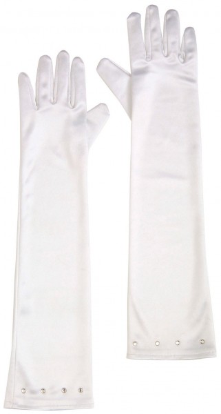 Weiße Glamour Party Handschuhe Für Kinder 41cm