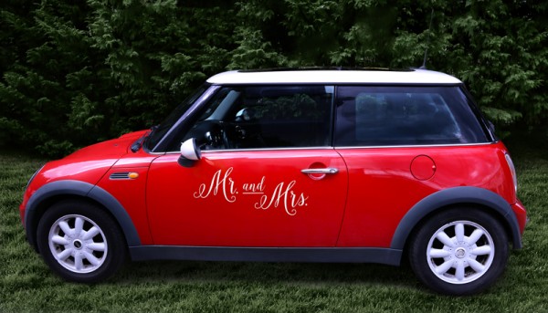 Mr & Mrs Autosticker weiß 5