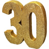 Goldene Zahl 30 Tischdeko glitzernd 20cm