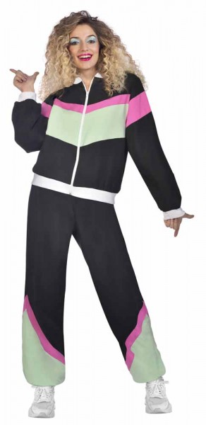 80er Jahre Retro Trainingsanzug schwarz unisex 4