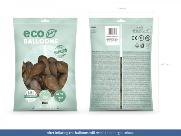 100 Eco Pastell Ballons hellbraun 30cm 2