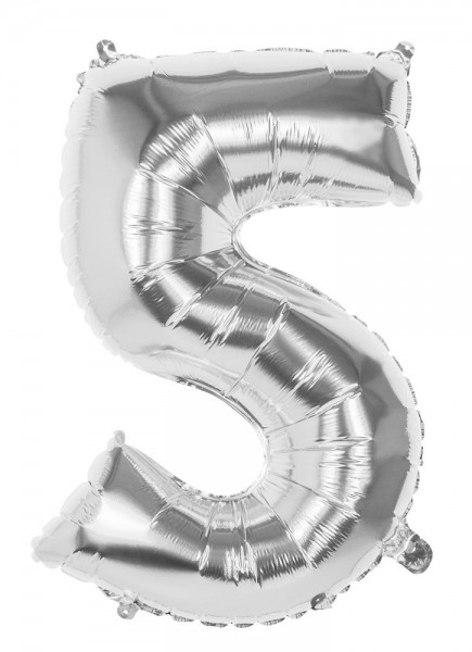 Folienballon Zahl 5 silber metallic 86cm