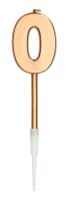 Elegant Blue Zahlenkerze 0 bronze 14cm