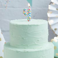 Bunte Mix & Match Zahl 4 Tortenkerze 9cm