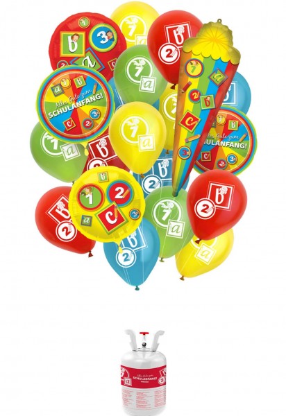 Schulanfang Heliumflasche mit Ballons