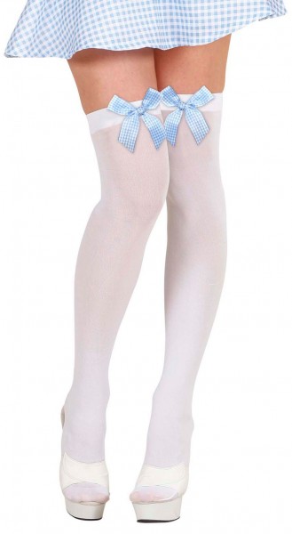 Weiße Overknee Strümpfe Mit Blauen Schleifen