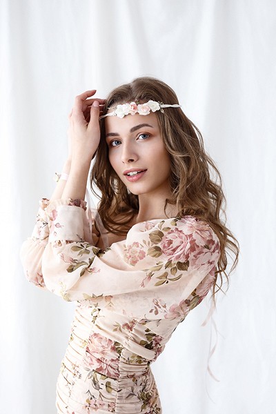 Persika boho blomkrans 18cm