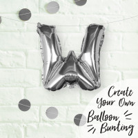 Vorschau: Silberner W Buchstaben Folienballon 40cm