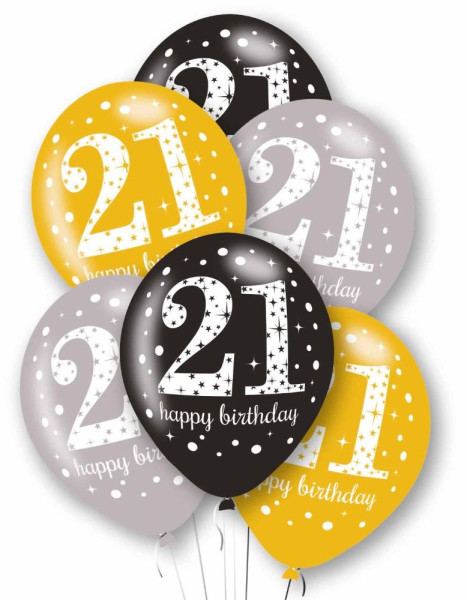 6 glamorösa 21-årsballonger