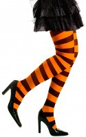 Gestreifte Strumpfhose schwarz-orange für Damen