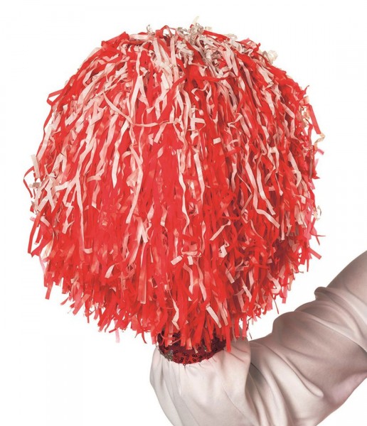 Cheerleader Pompons In Rot-Weiß