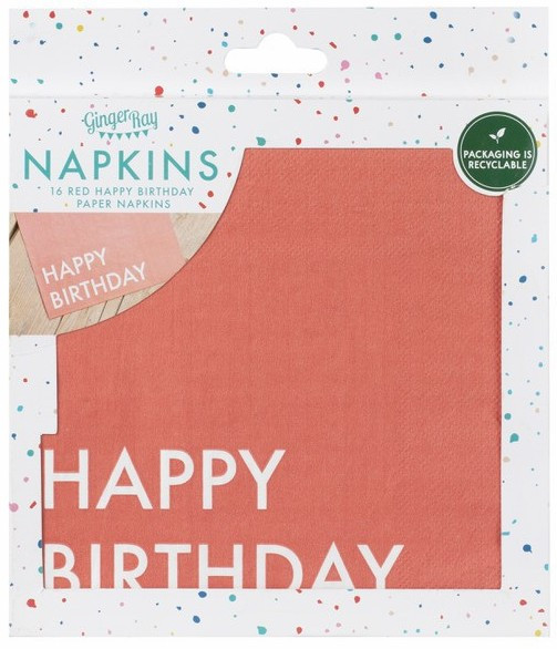 16 Coral Happy Birthday Eco Servietten 2