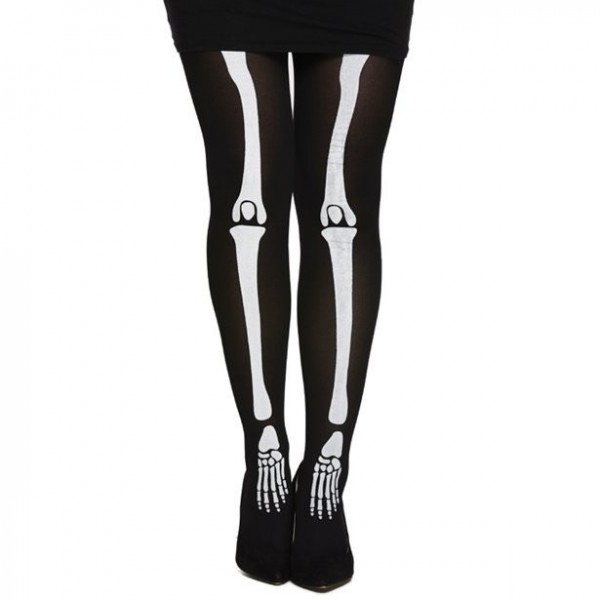 Strumpfhose mit Skelettaufdruck