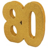 Goldene Zahl 80 Tischdeko glitzernd