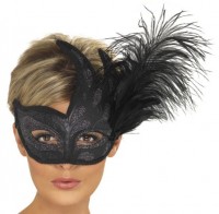 Schwarze Glitzer Augenmaske Mit Federn